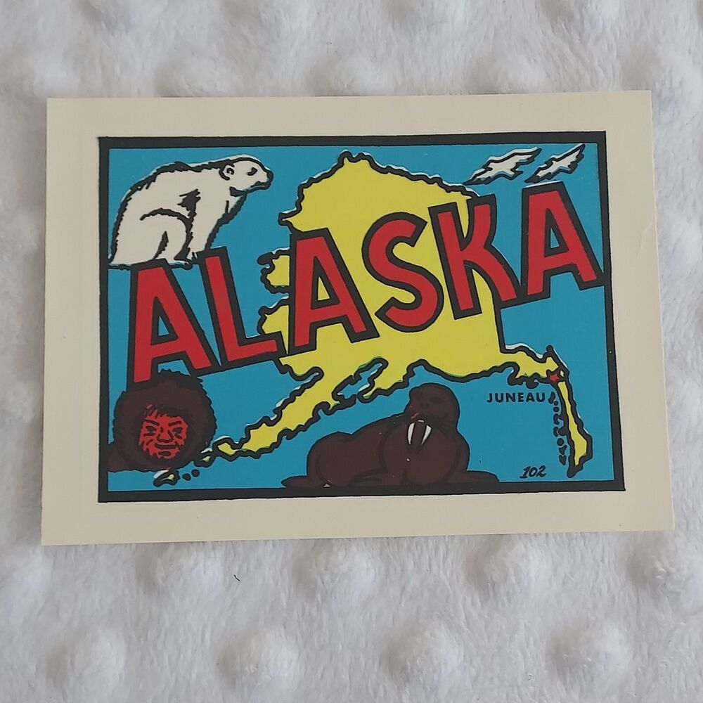 Vintage Alaska Decal Travel Souvenir Car Sticker Automobile Luggage 1950's Trip